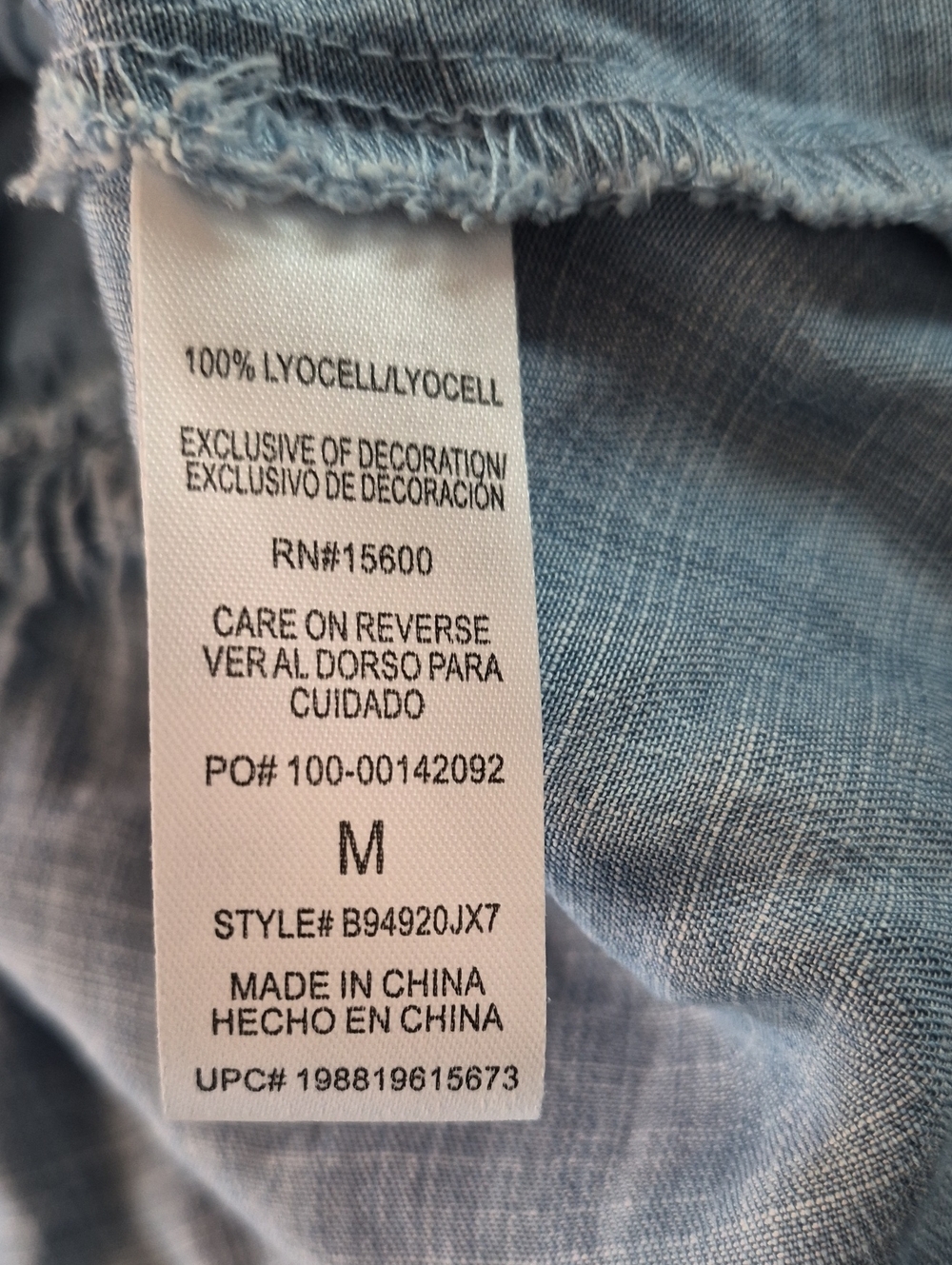 Democracy Floral Chambray Style Top Blue Size M - Picture 5 of 9